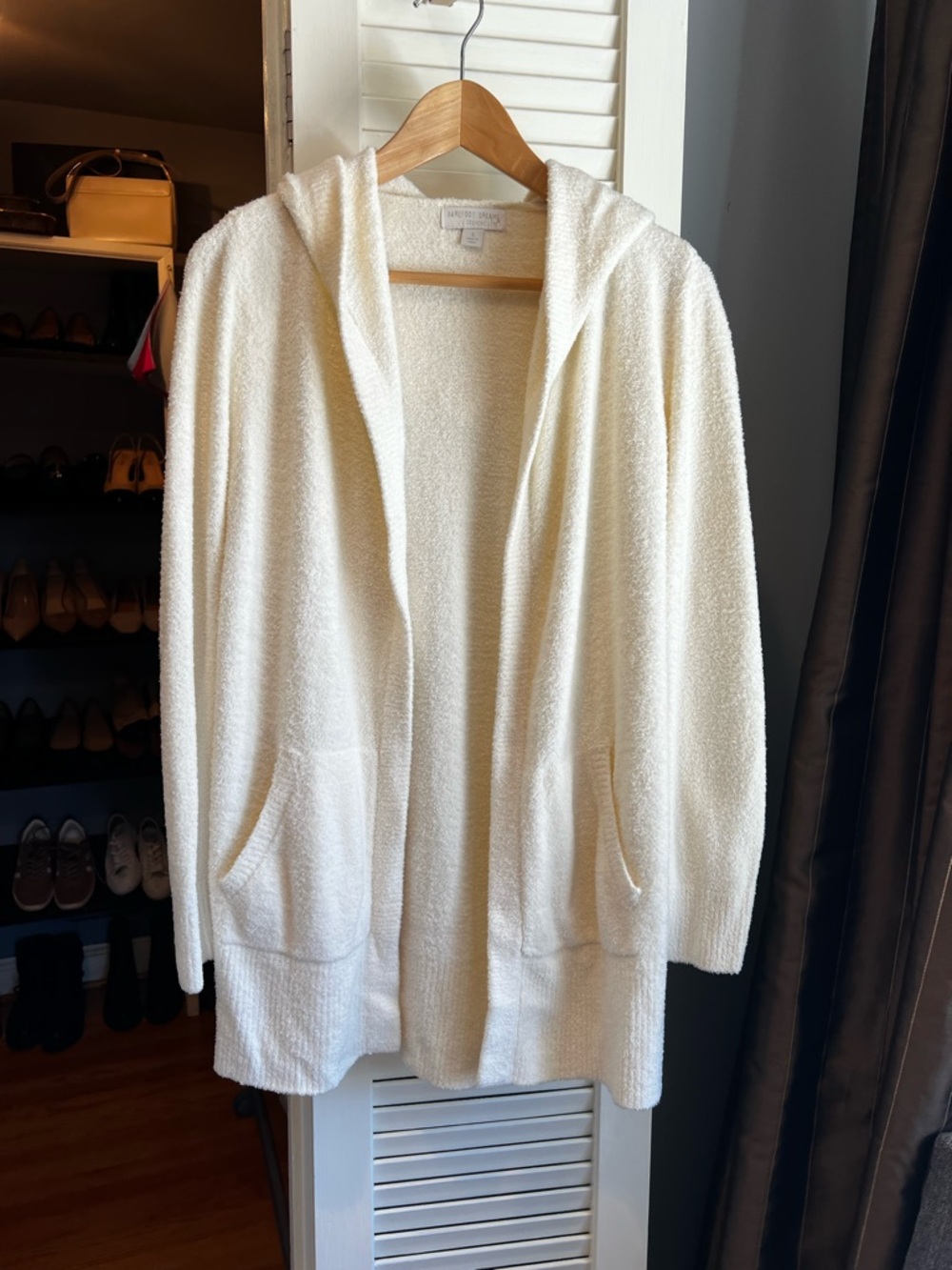 Barefoot Dreams Ivory Hooded Open-Front Cardigan